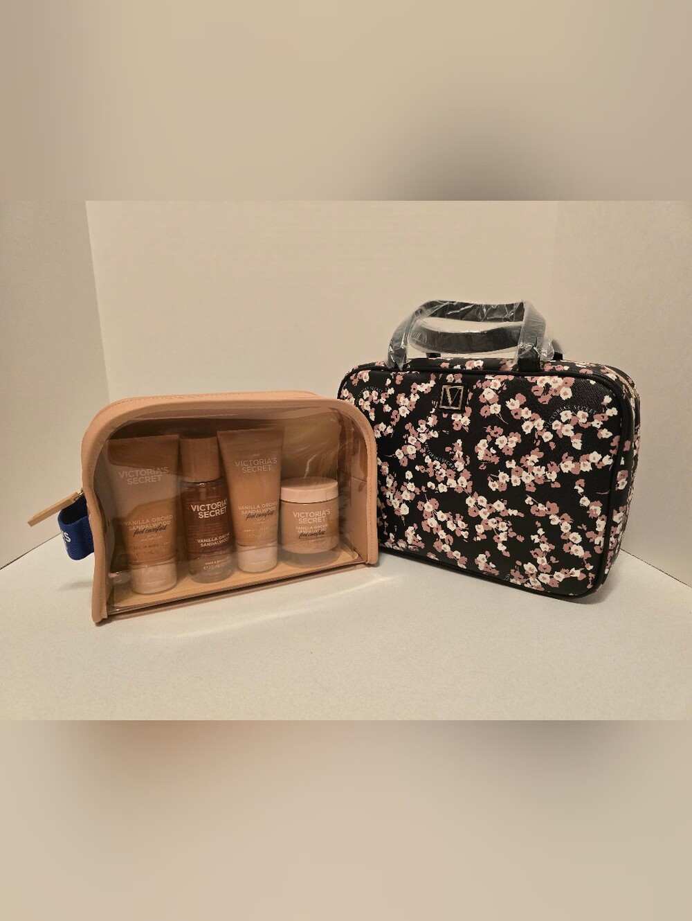 Victoria's Secret Vanilla Orchid Sandalwood Travel Set and VS Makeup Bag Bundle